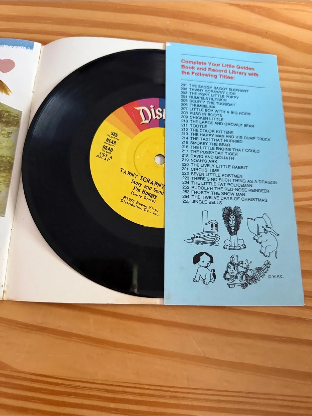 Vintage 1974 Disneyland Little Golden Book & Record - Tawny Scrawny Lion #202